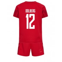 Danmark Kasper Dolberg #12 Hjemme Trøje Børn VM 2022 Kortærmet (+ Korte bukser)